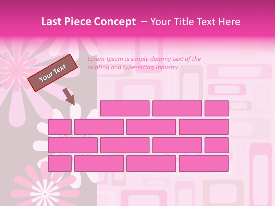 Pink And Brown Rectangles And Flowers PowerPoint Template