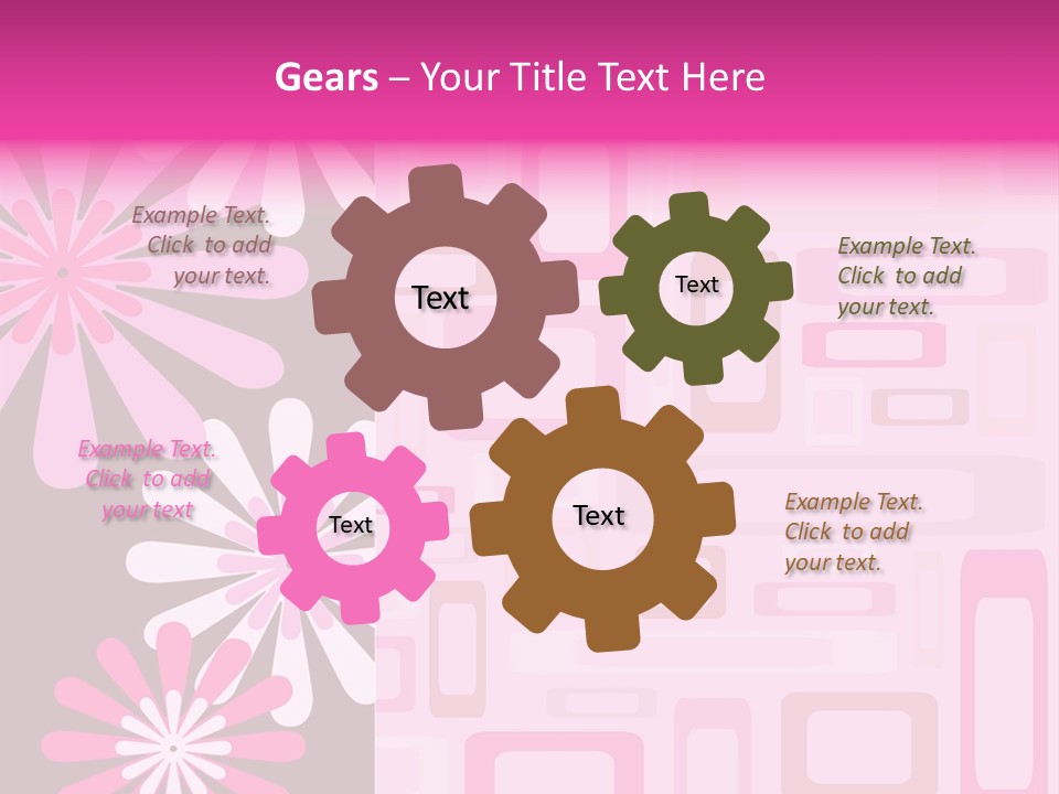 Pink And Brown Rectangles And Flowers PowerPoint Template
