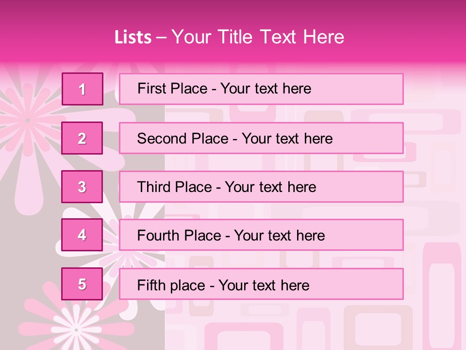 Pink And Brown Rectangles And Flowers PowerPoint Template