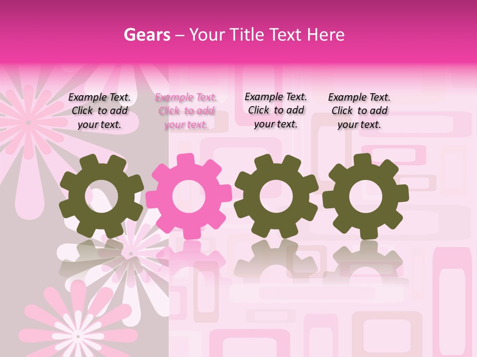 Pink And Brown Rectangles And Flowers PowerPoint Template