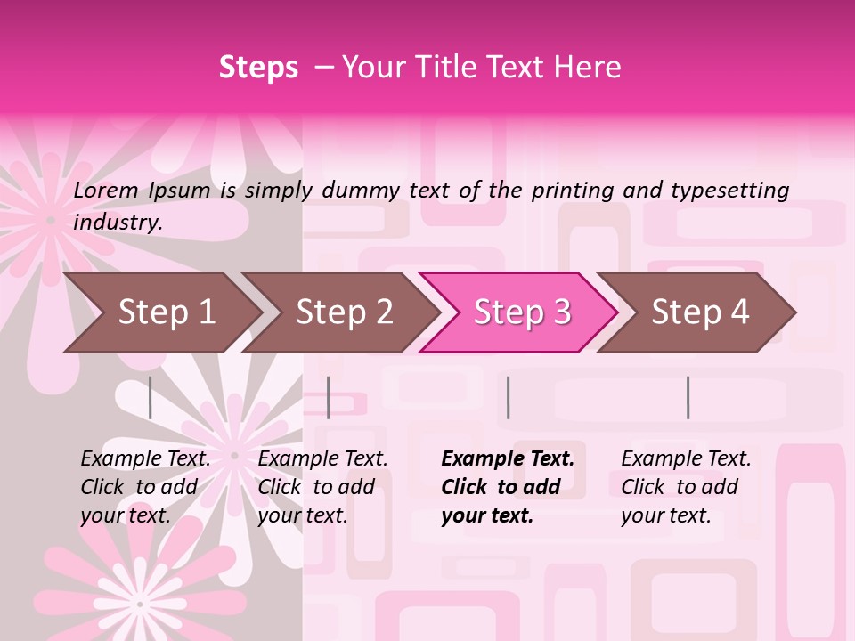 Pink And Brown Rectangles And Flowers PowerPoint Template