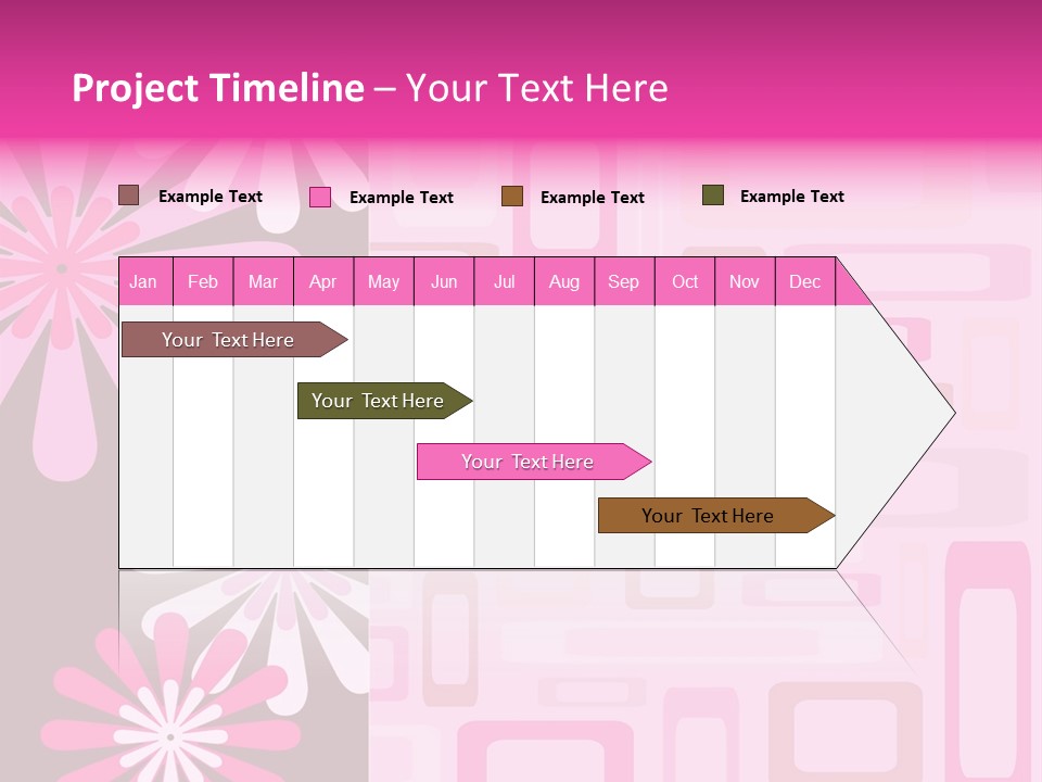 Pink And Brown Rectangles And Flowers PowerPoint Template