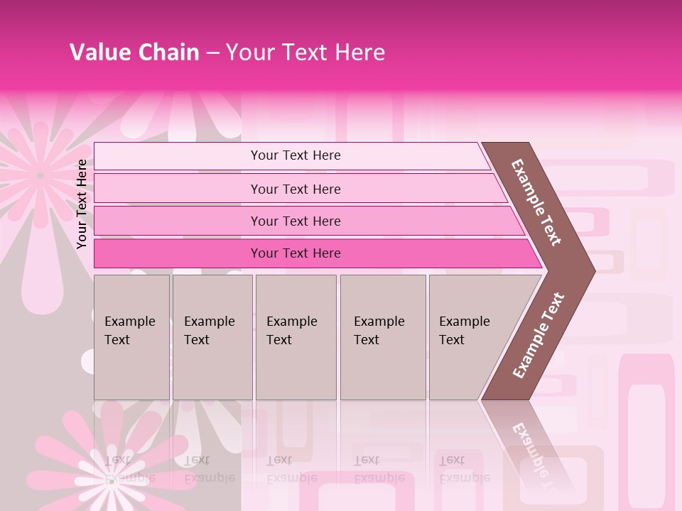 Pink And Brown Rectangles And Flowers PowerPoint Template