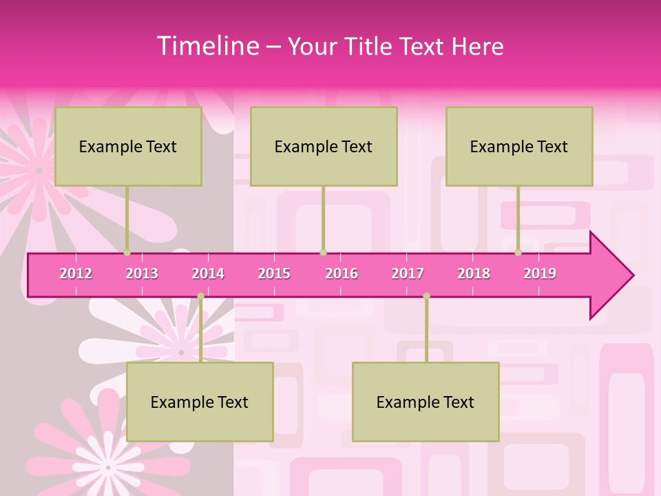 Pink And Brown Rectangles And Flowers PowerPoint Template