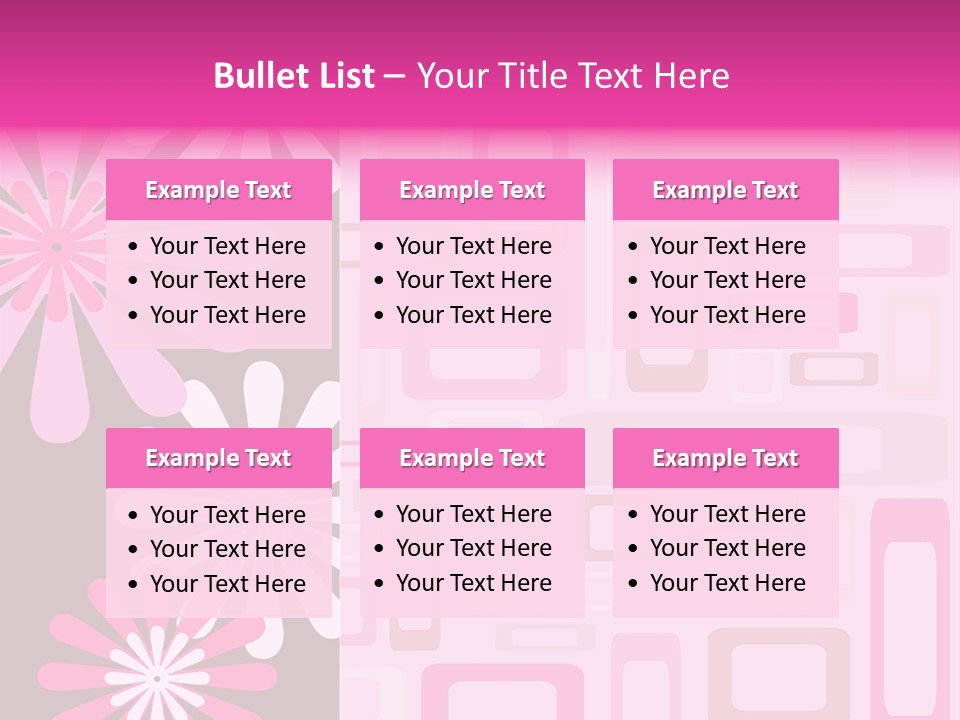 Pink And Brown Rectangles And Flowers PowerPoint Template