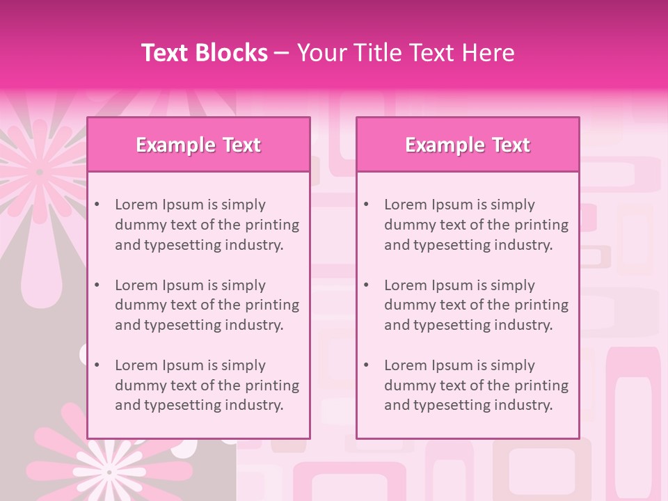 Pink And Brown Rectangles And Flowers PowerPoint Template