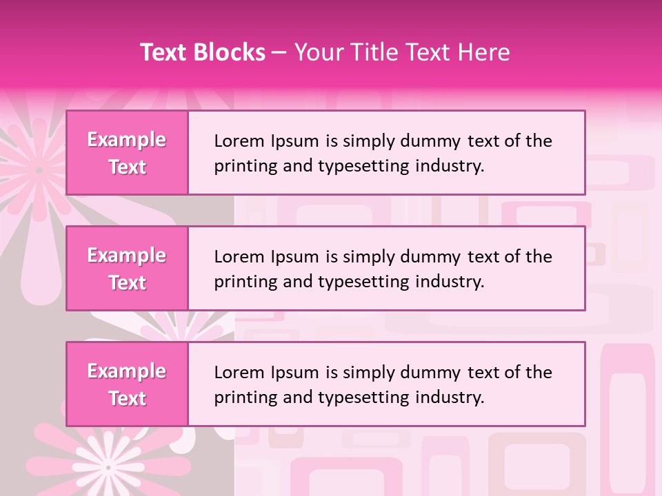 Pink And Brown Rectangles And Flowers PowerPoint Template