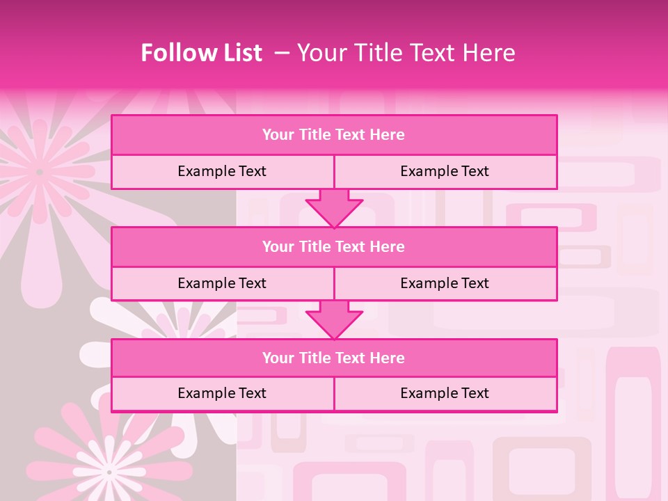 Pink And Brown Rectangles And Flowers PowerPoint Template