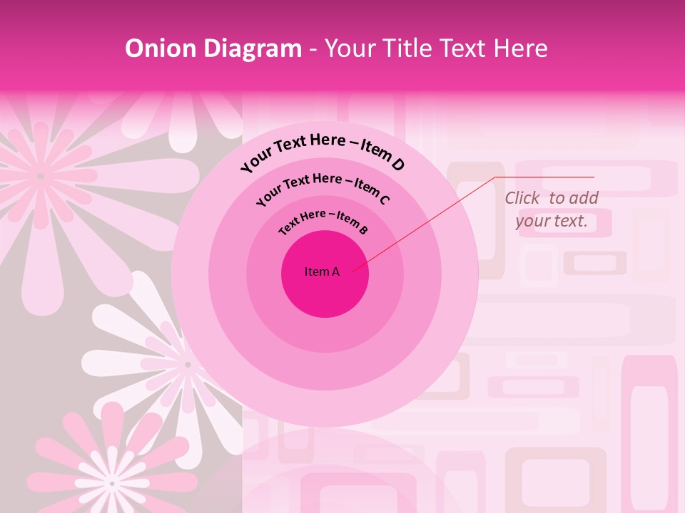 Pink And Brown Rectangles And Flowers PowerPoint Template