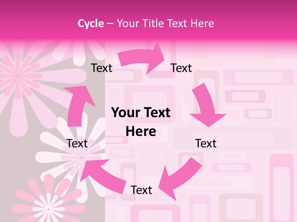 Pink And Brown Rectangles And Flowers PowerPoint Template