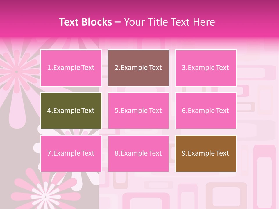 Pink And Brown Rectangles And Flowers PowerPoint Template