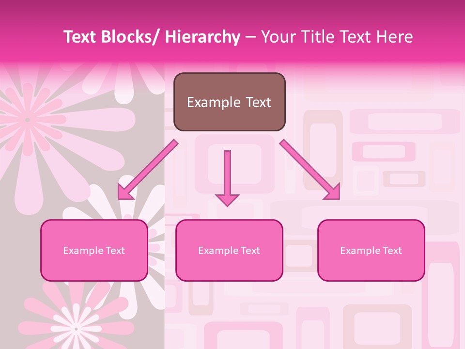 Pink And Brown Rectangles And Flowers PowerPoint Template