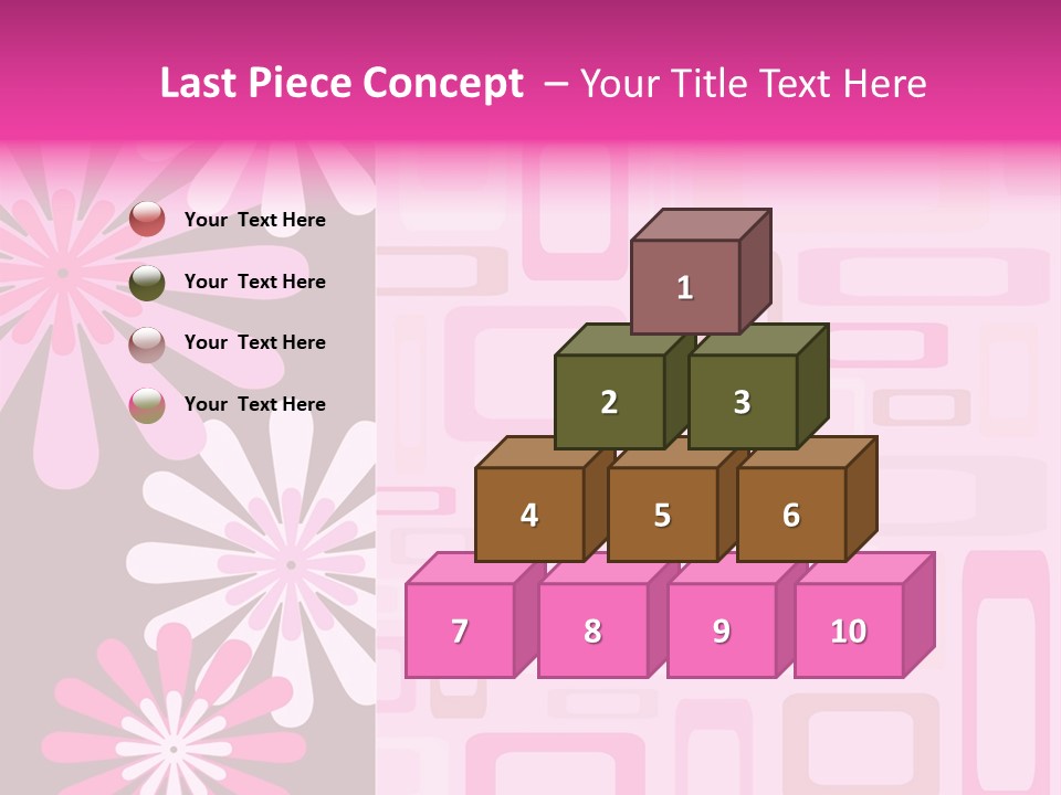 Pink And Brown Rectangles And Flowers PowerPoint Template