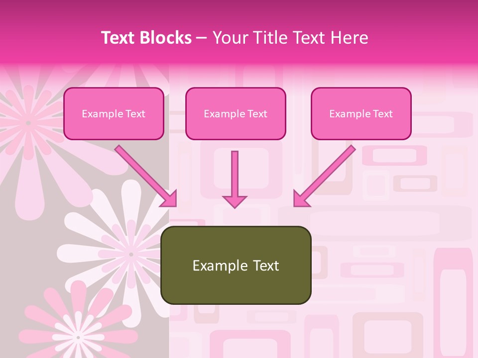 Pink And Brown Rectangles And Flowers PowerPoint Template