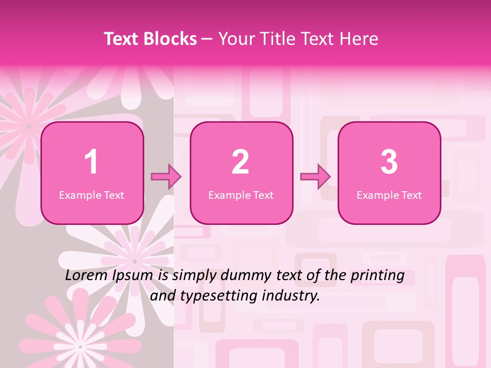 Pink And Brown Rectangles And Flowers PowerPoint Template