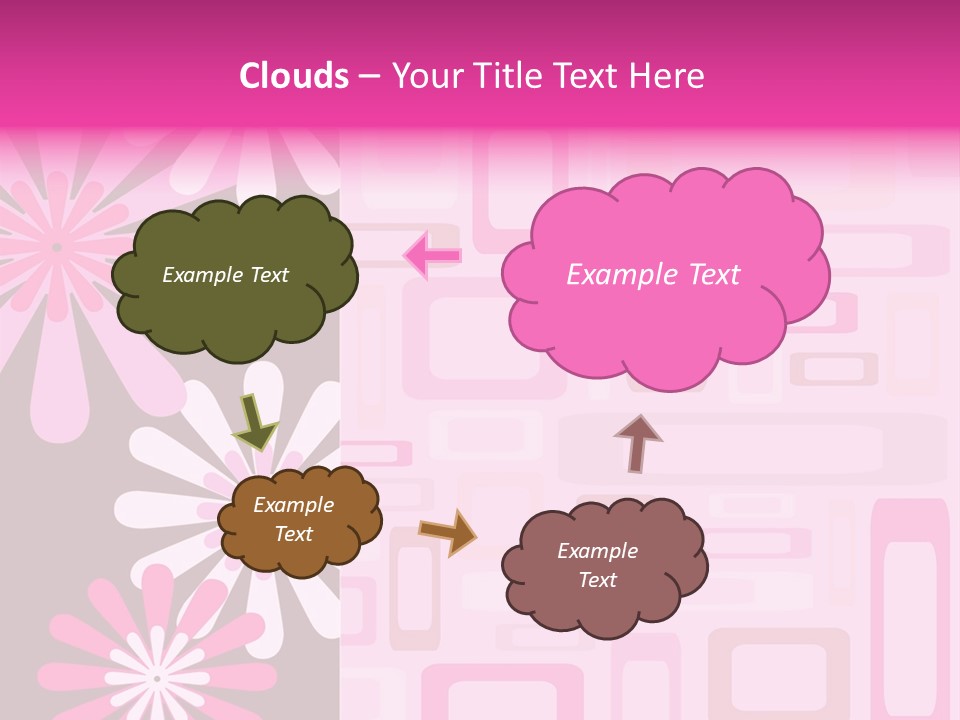 Pink And Brown Rectangles And Flowers PowerPoint Template