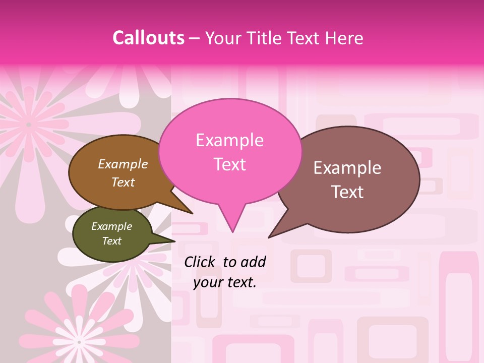 Pink And Brown Rectangles And Flowers PowerPoint Template