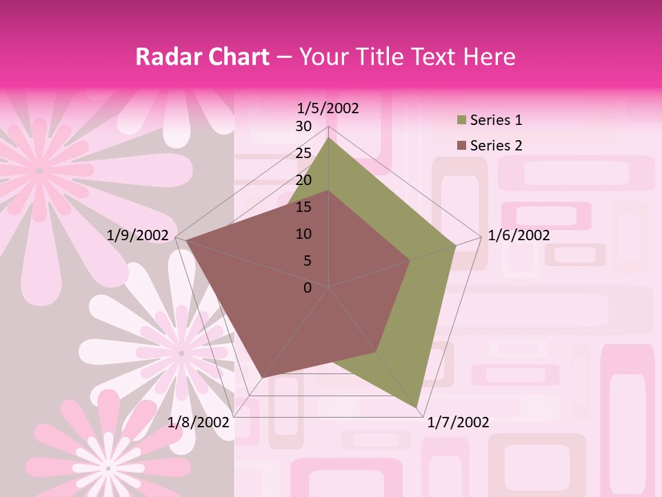 Pink And Brown Rectangles And Flowers PowerPoint Template