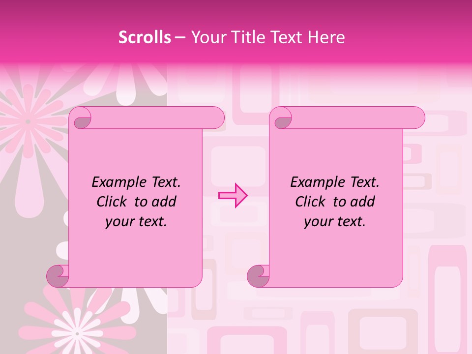 Pink And Brown Rectangles And Flowers PowerPoint Template