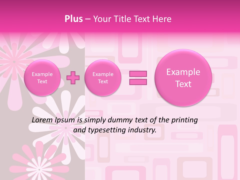 Pink And Brown Rectangles And Flowers PowerPoint Template