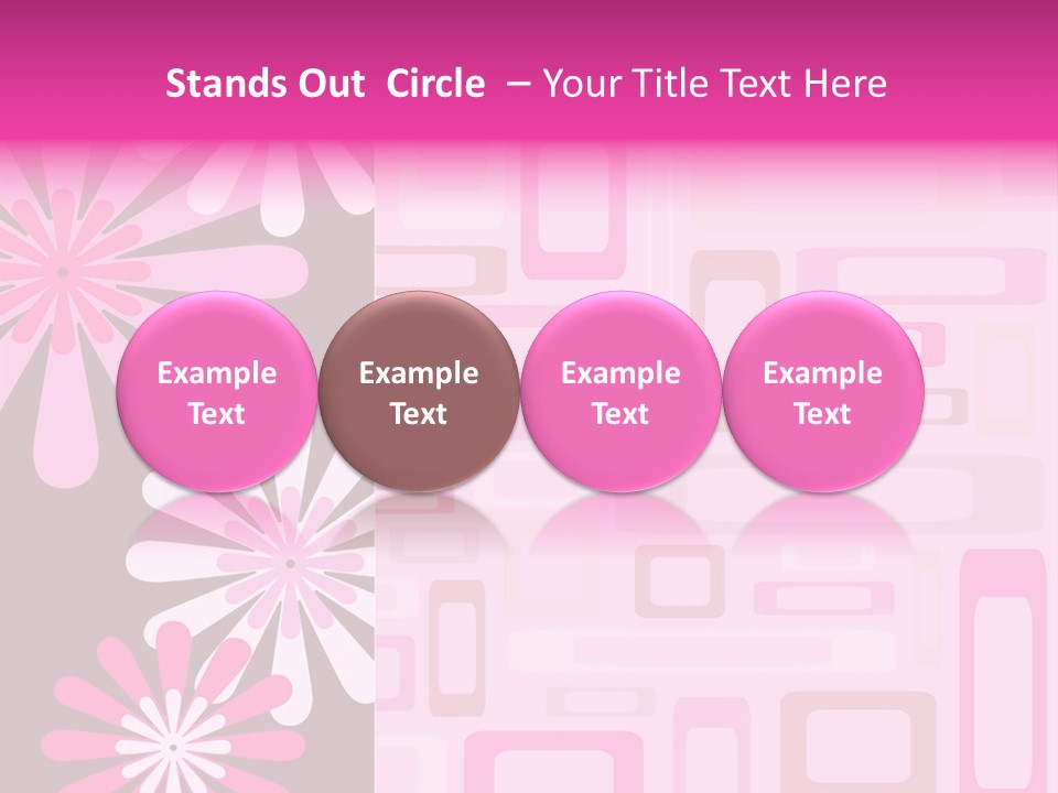 Pink And Brown Rectangles And Flowers PowerPoint Template