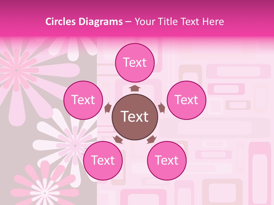 Pink And Brown Rectangles And Flowers PowerPoint Template