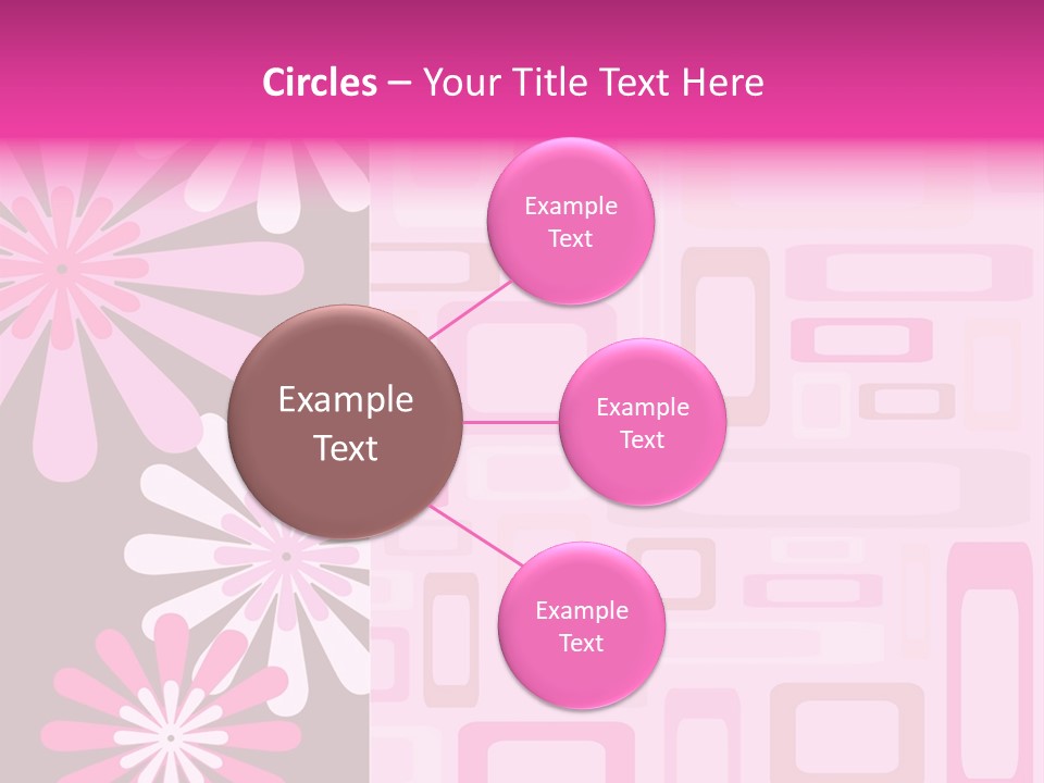 Pink And Brown Rectangles And Flowers PowerPoint Template