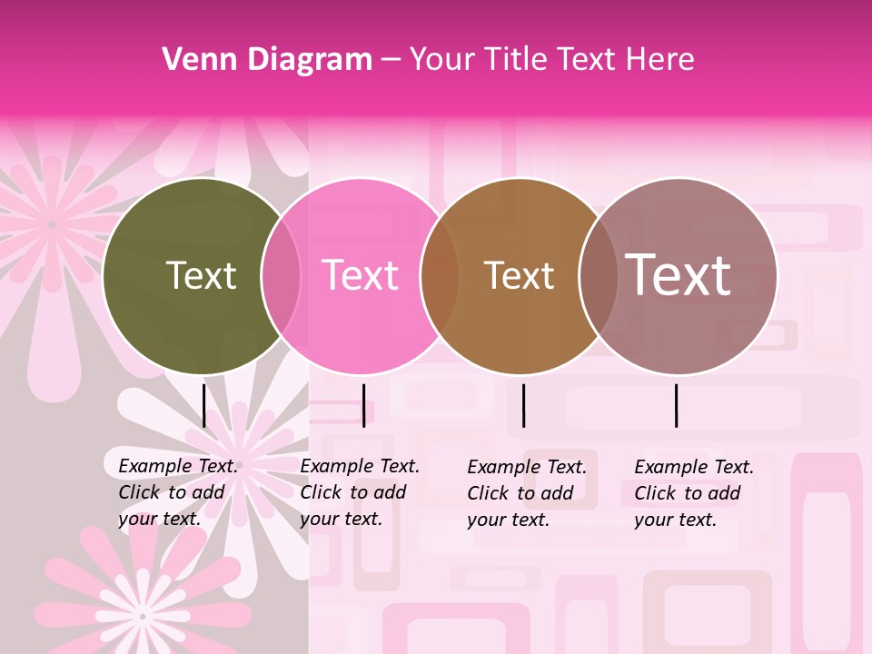 Pink And Brown Rectangles And Flowers PowerPoint Template