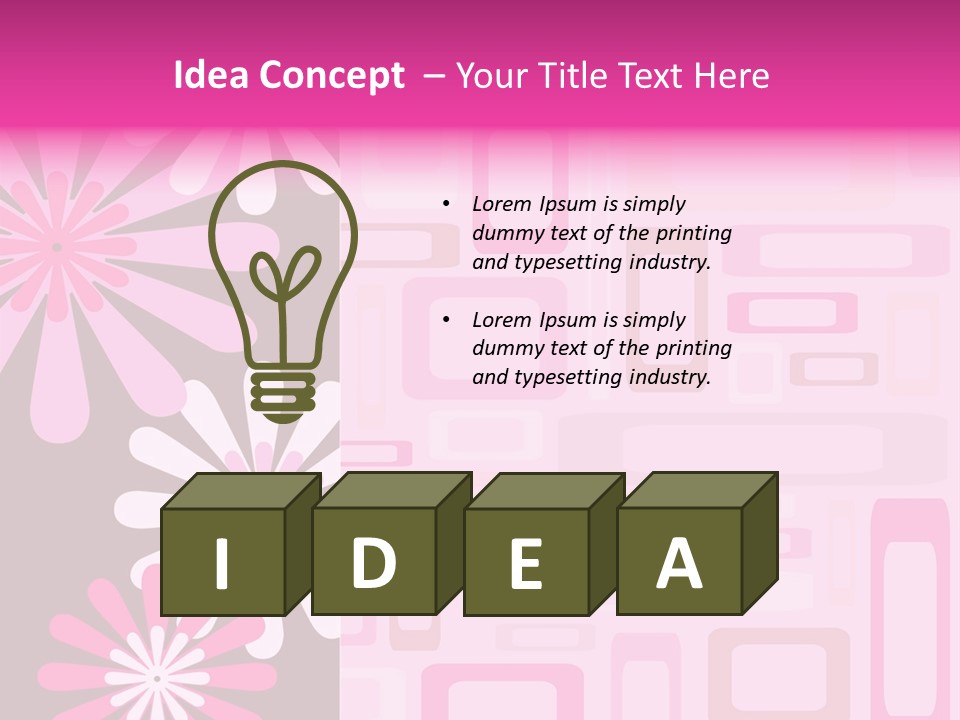 Pink And Brown Rectangles And Flowers PowerPoint Template