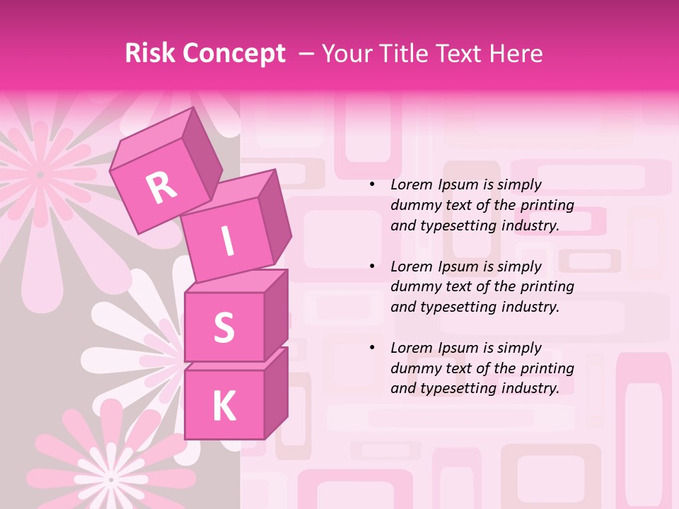 Pink And Brown Rectangles And Flowers PowerPoint Template