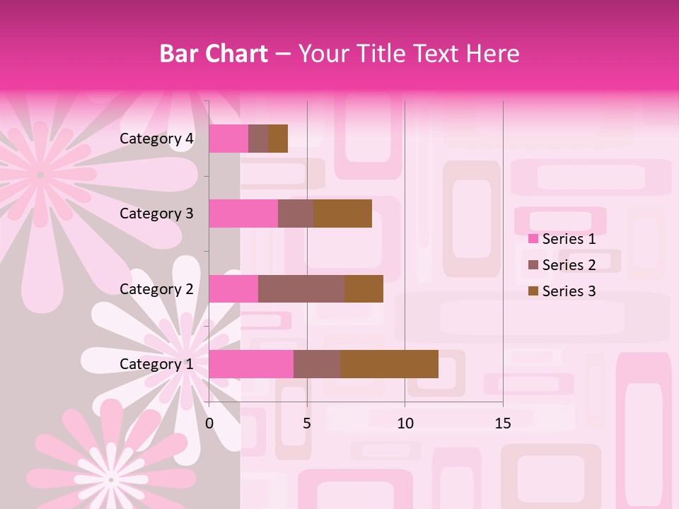Pink And Brown Rectangles And Flowers PowerPoint Template
