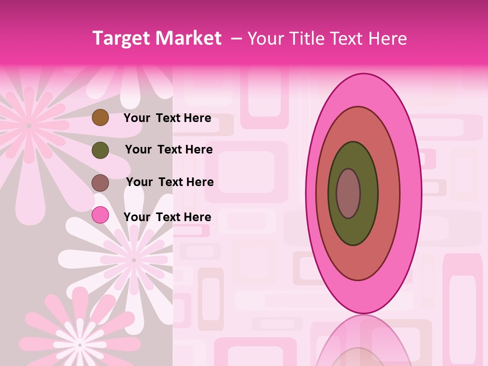 Pink And Brown Rectangles And Flowers PowerPoint Template