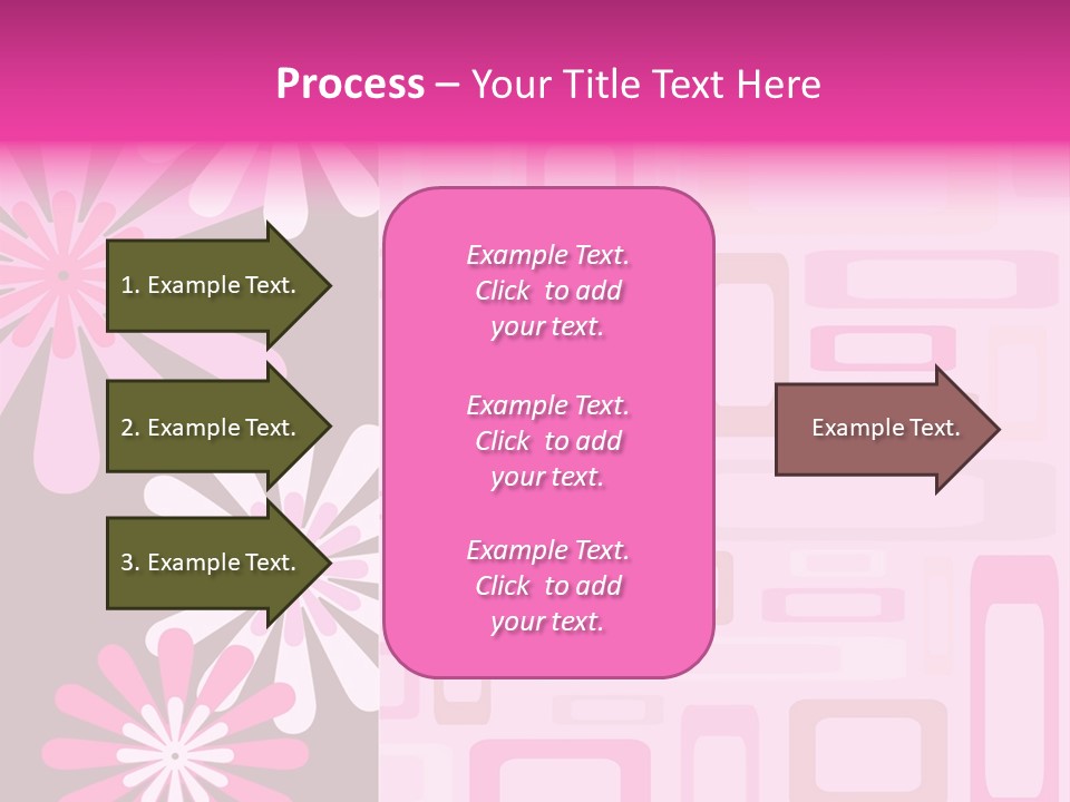 Pink And Brown Rectangles And Flowers PowerPoint Template