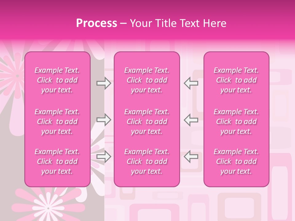 Pink And Brown Rectangles And Flowers PowerPoint Template