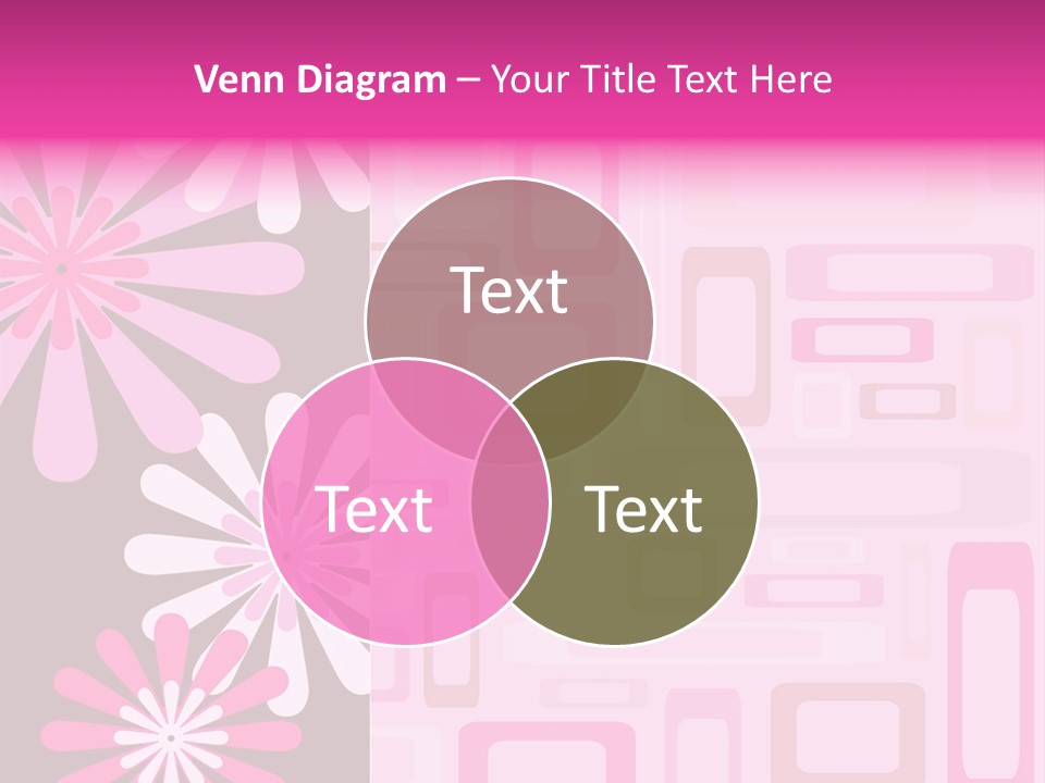 Pink And Brown Rectangles And Flowers PowerPoint Template