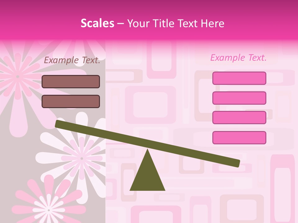Pink And Brown Rectangles And Flowers PowerPoint Template