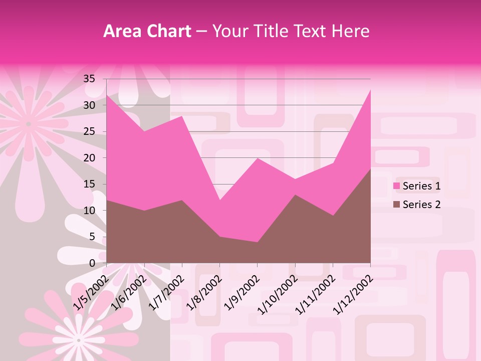 Pink And Brown Rectangles And Flowers PowerPoint Template