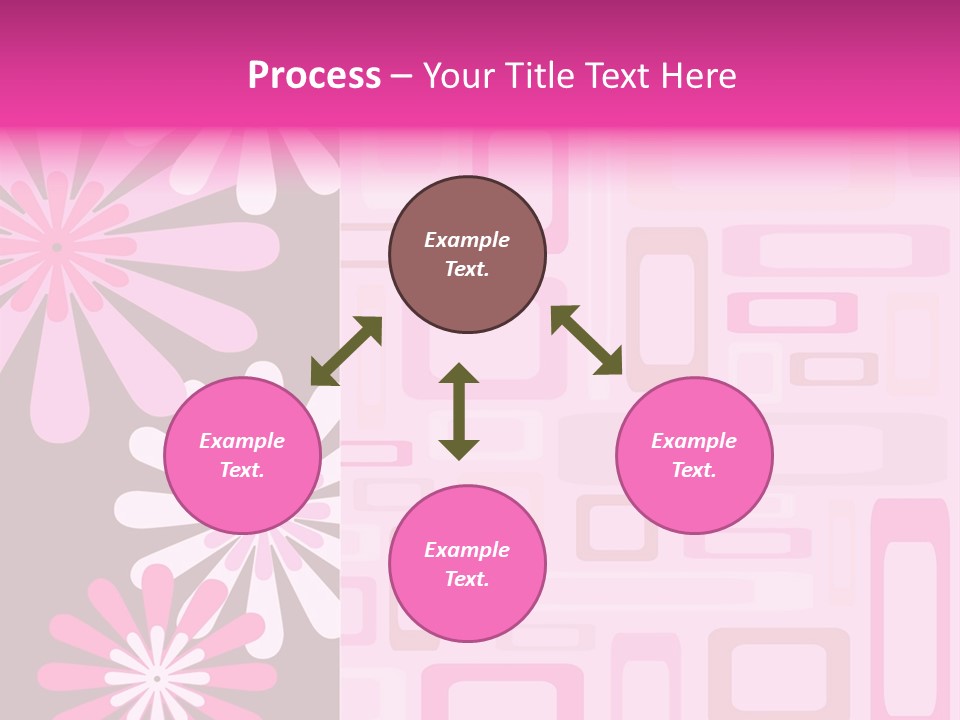 Pink And Brown Rectangles And Flowers PowerPoint Template