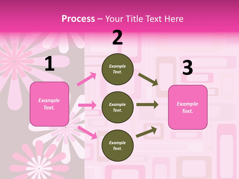 Pink And Brown Rectangles And Flowers PowerPoint Template
