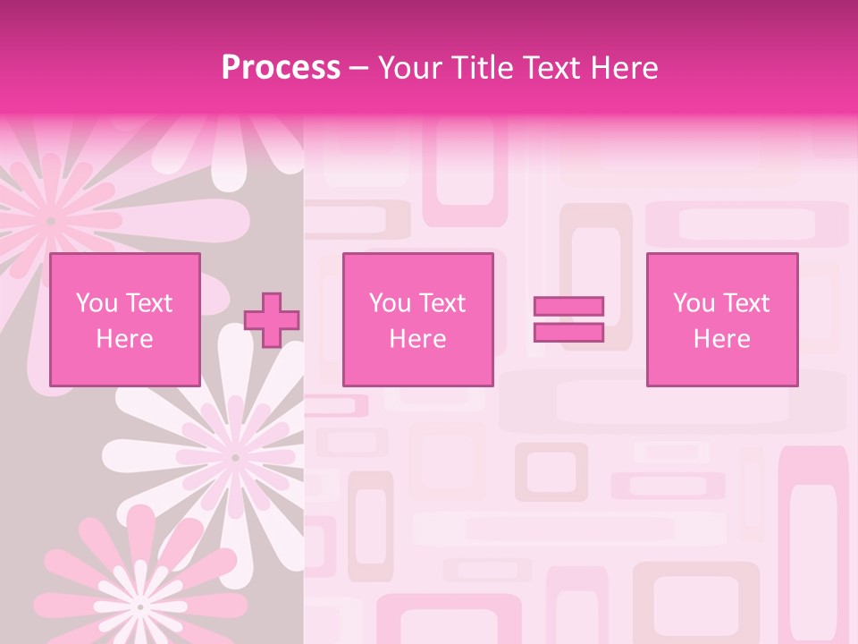 Pink And Brown Rectangles And Flowers PowerPoint Template