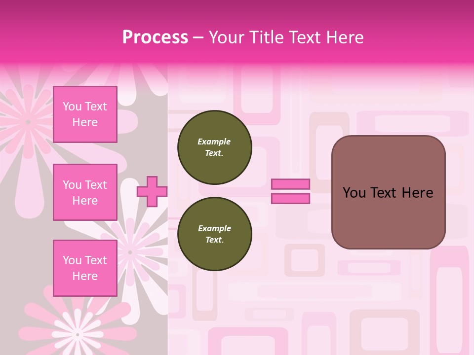 Pink And Brown Rectangles And Flowers PowerPoint Template