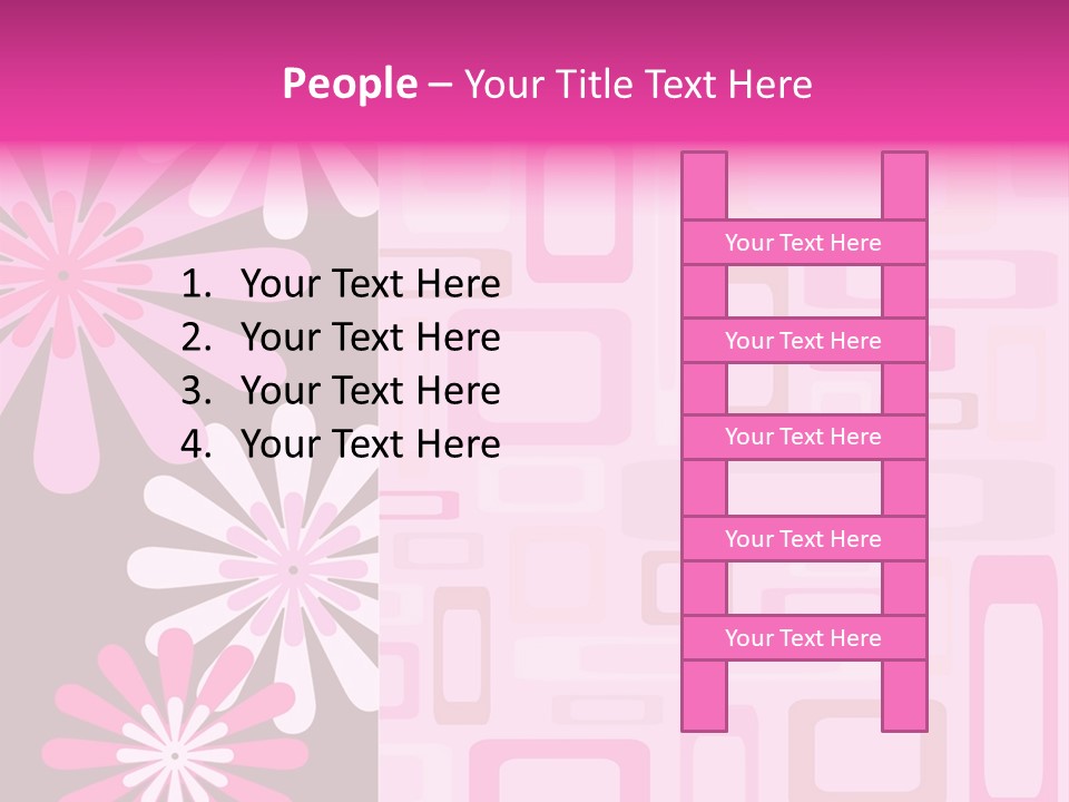 Pink And Brown Rectangles And Flowers PowerPoint Template