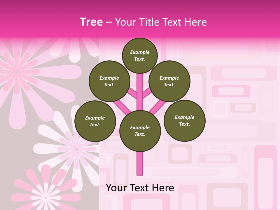 Pink And Brown Rectangles And Flowers PowerPoint Template
