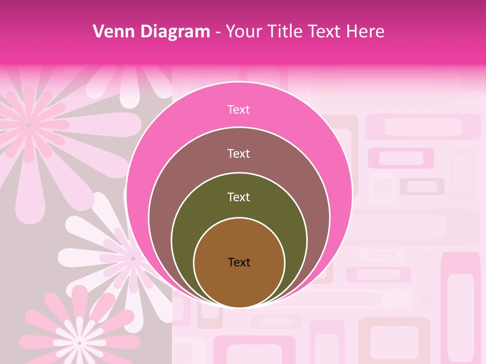 Pink And Brown Rectangles And Flowers PowerPoint Template