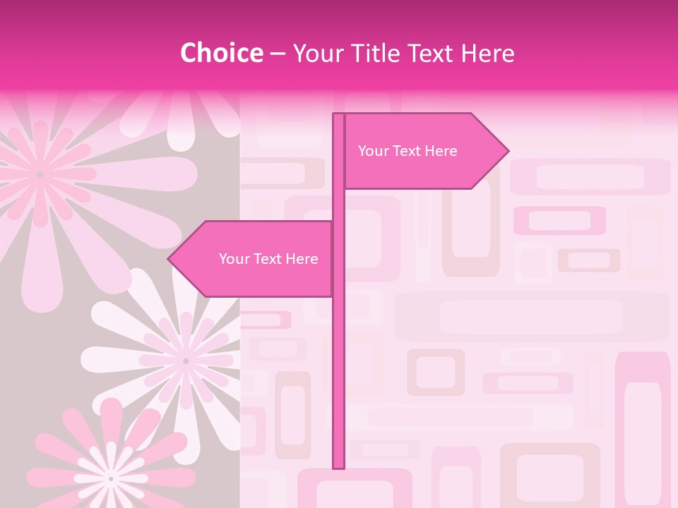 Pink And Brown Rectangles And Flowers PowerPoint Template