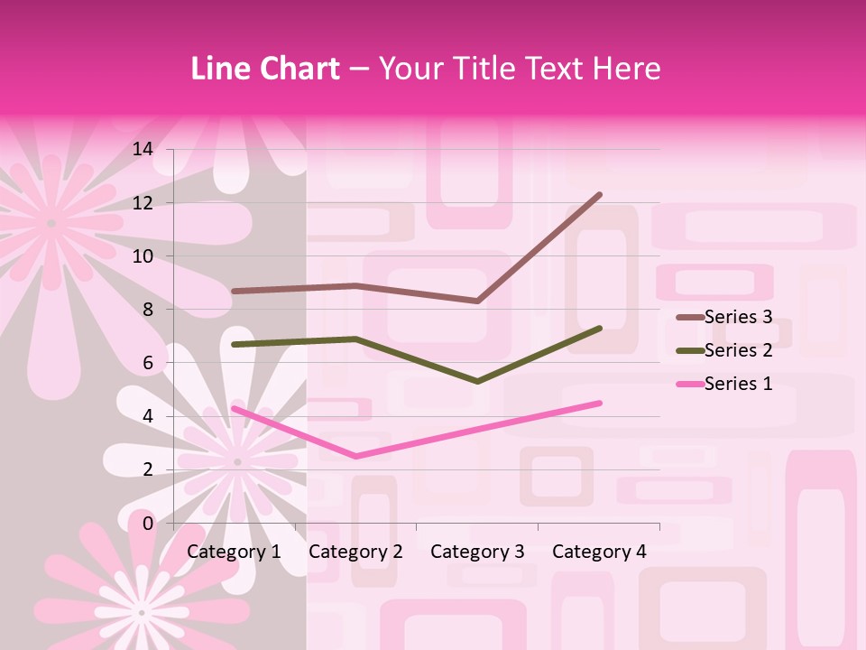Pink And Brown Rectangles And Flowers PowerPoint Template