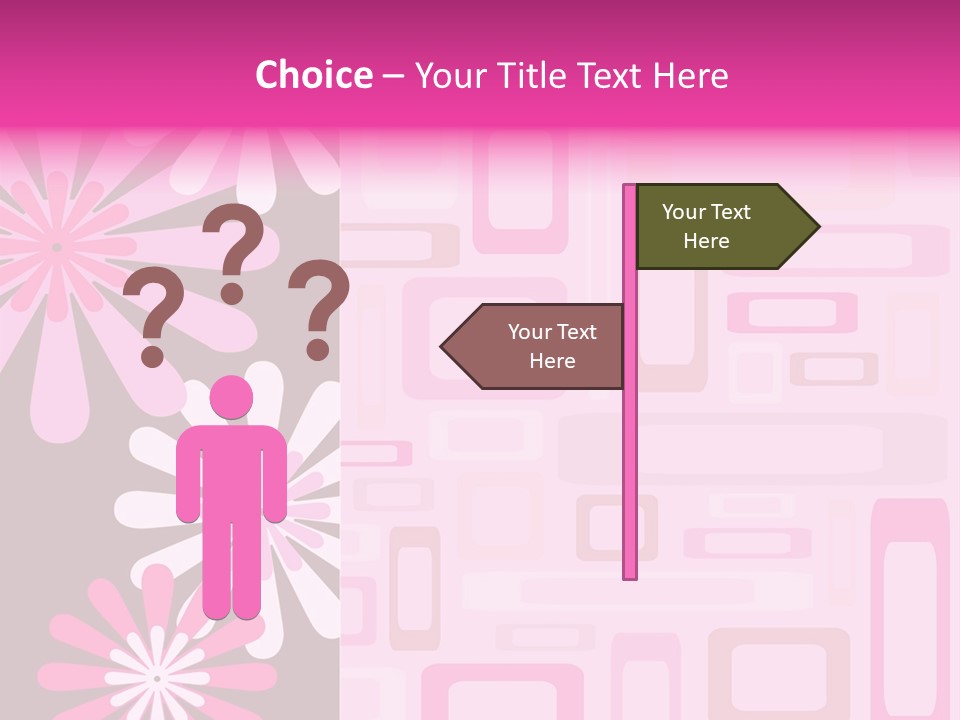 Pink And Brown Rectangles And Flowers PowerPoint Template