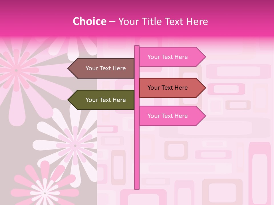 Pink And Brown Rectangles And Flowers PowerPoint Template