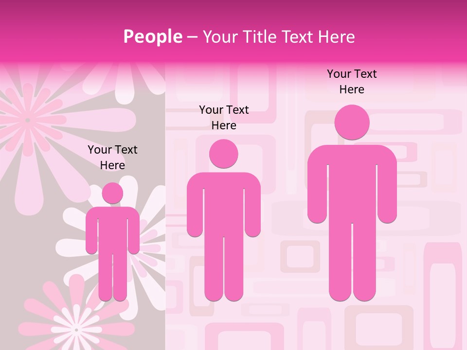 Pink And Brown Rectangles And Flowers PowerPoint Template