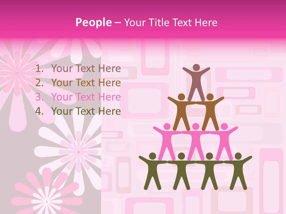 Pink And Brown Rectangles And Flowers PowerPoint Template